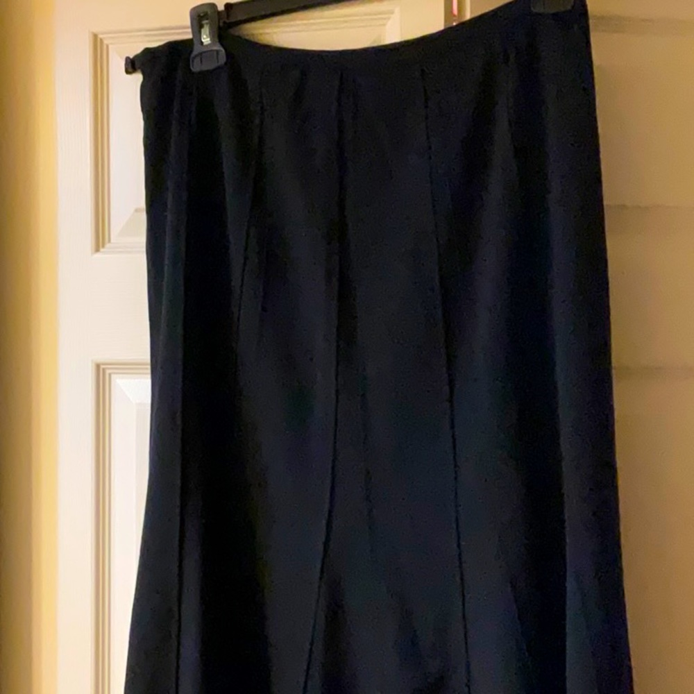 Midi Career Skirt Flare Size 12 Black Womens Side Zipper